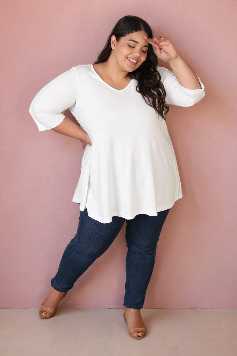 Plus Size White A Line Tee