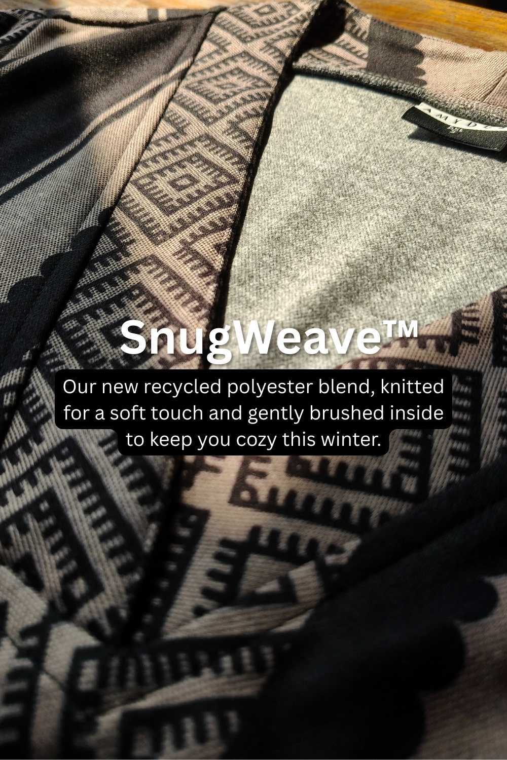 Plus Size Black Beige Stripe SnugWeave™ Winter Kurta