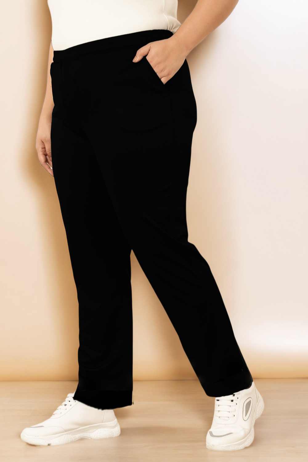 Comfortable Plus Size Black Track Pants