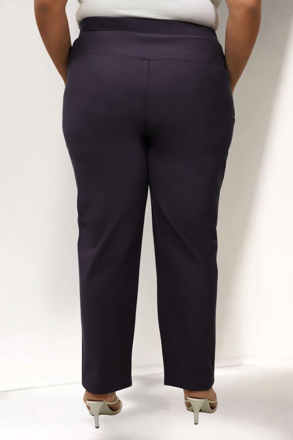 Plus Size Navy Tummy Shaper Straight Fit Pants