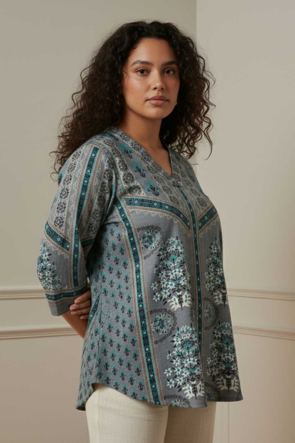 Plus Size Blue Grey SnugWeave™ Winter Top