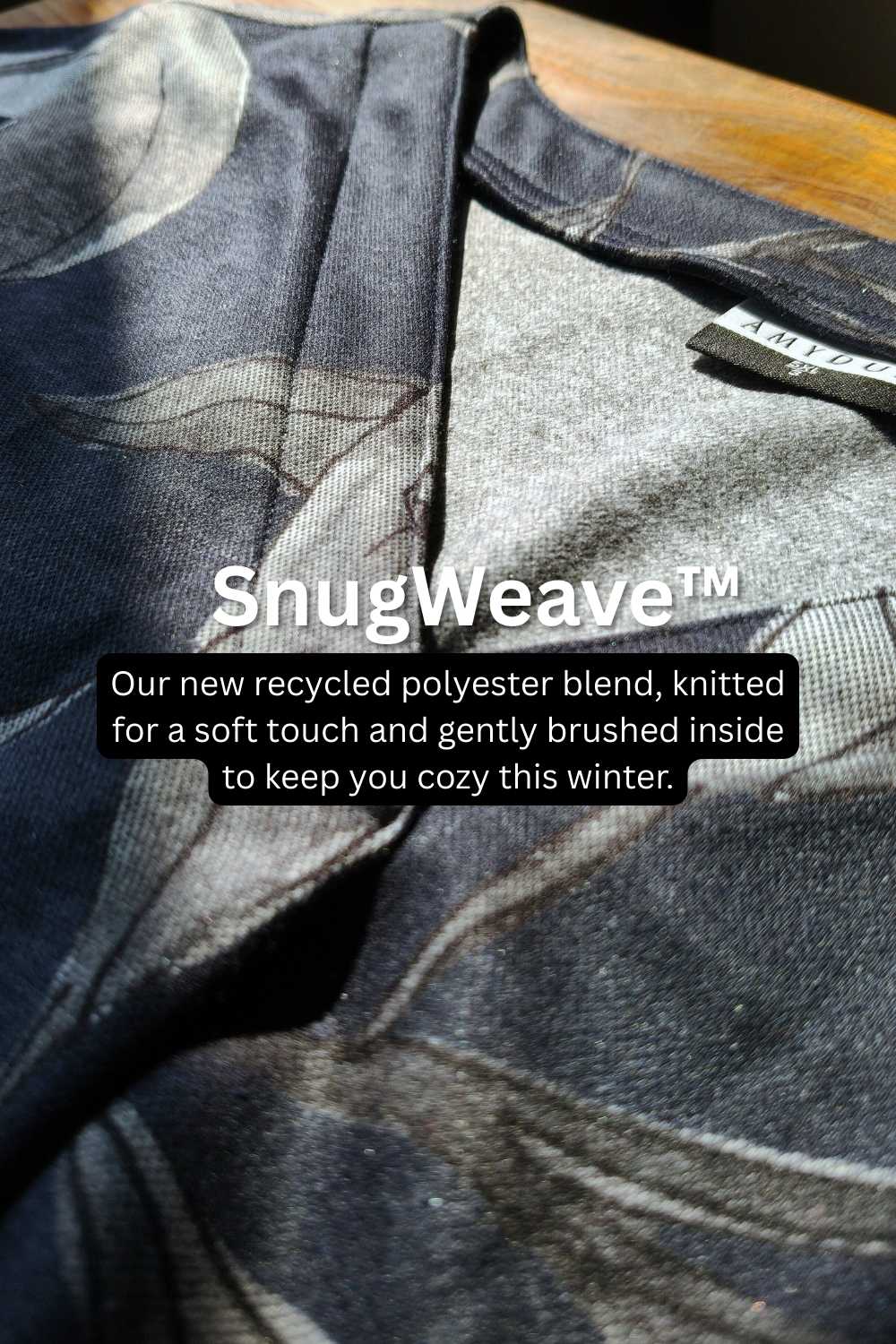 Plus Size Black Floral V Neck SnugWeave™ Winter Top