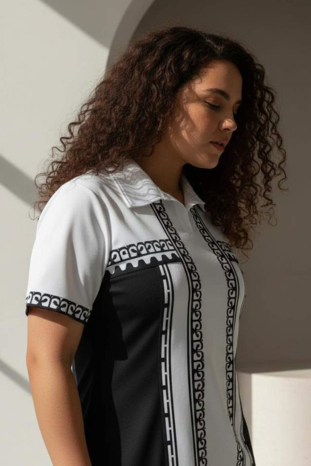 Classic Black Printed Polo Dress