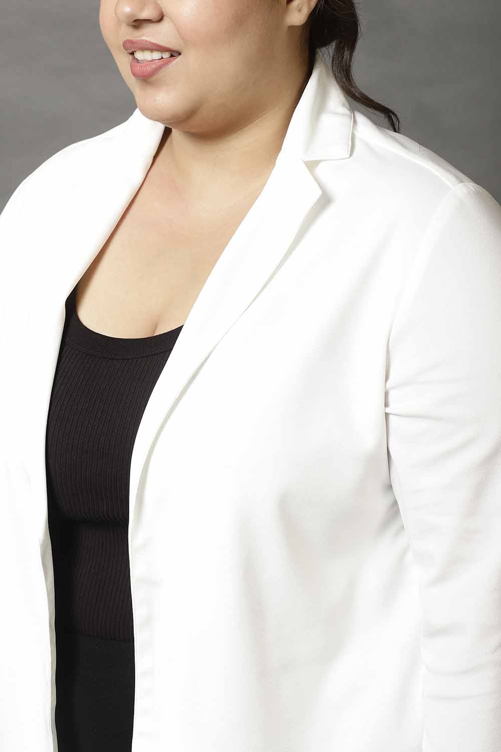 Comfortable Plus Size White Blazer