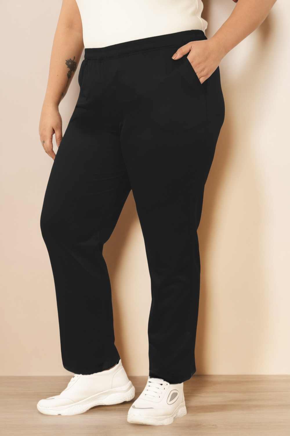 Plus Size Black Track Pants for Women