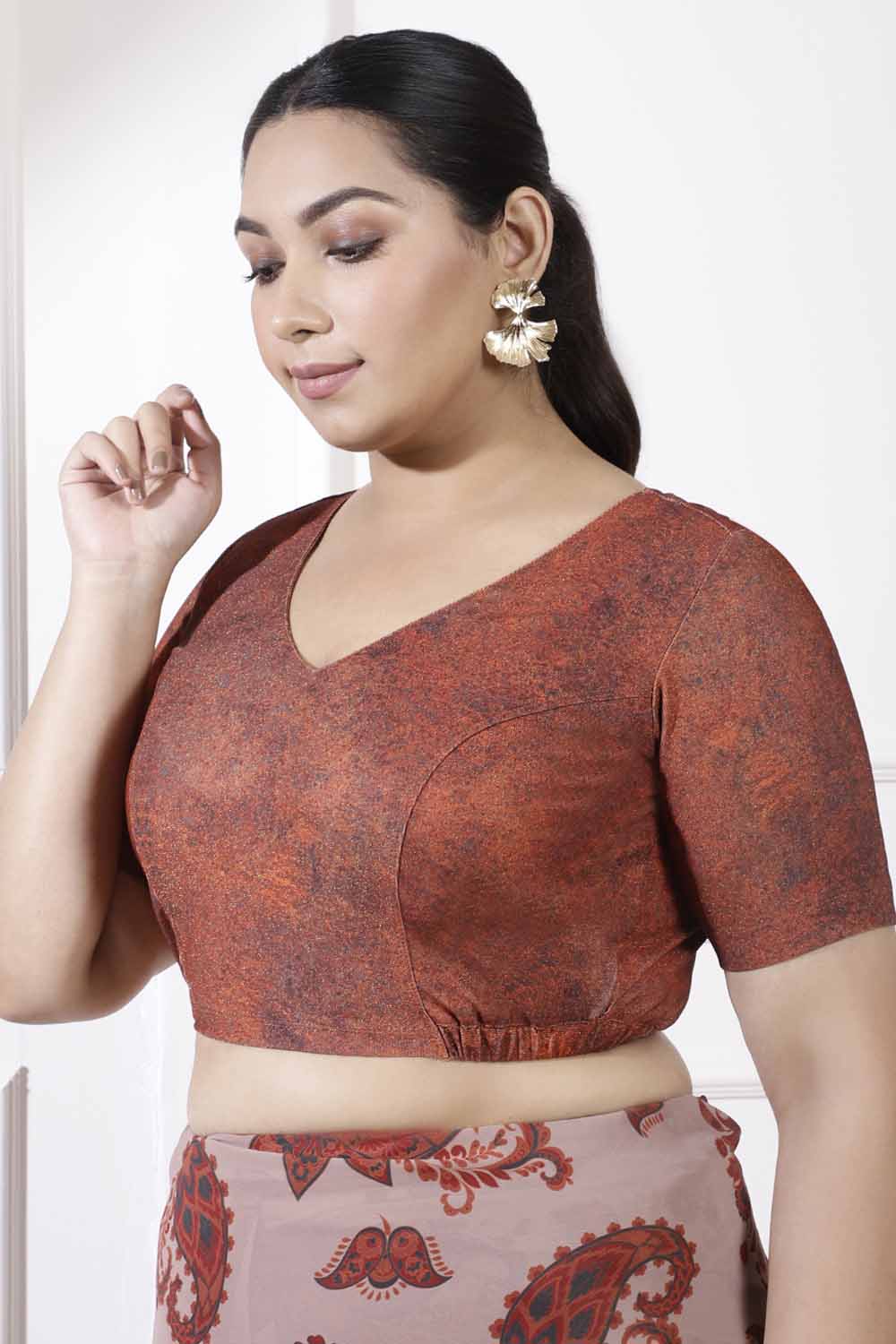 Buy Plus Size Rustic Shimmer Readymade Blouse