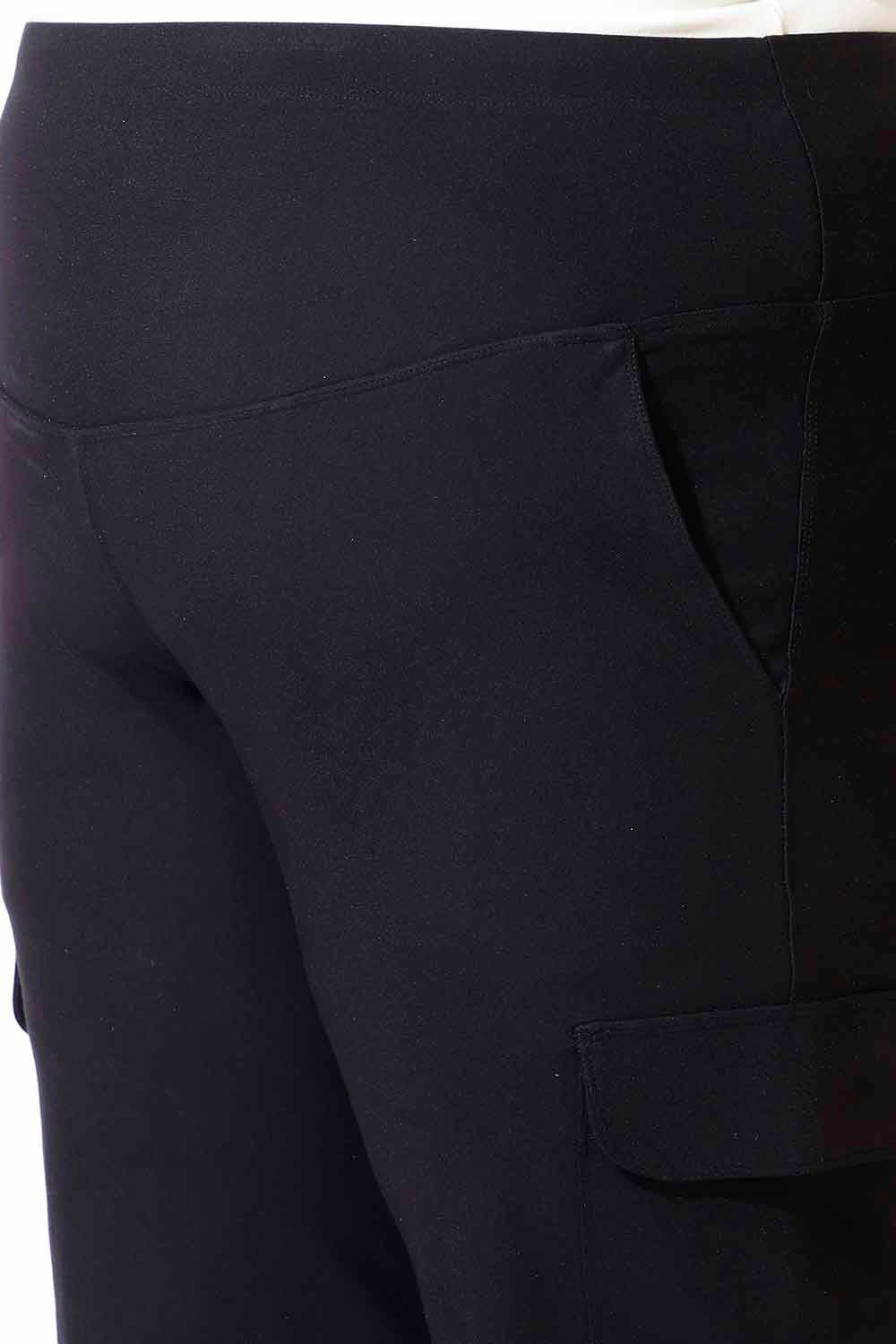 Comfortable Black Tummy Shaper Cargo Pants