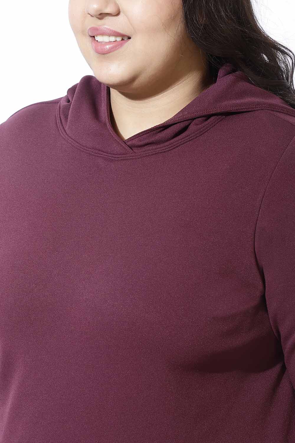 Comfortable Plus Size Wine Sweatshirt Hoodie Winter Dress