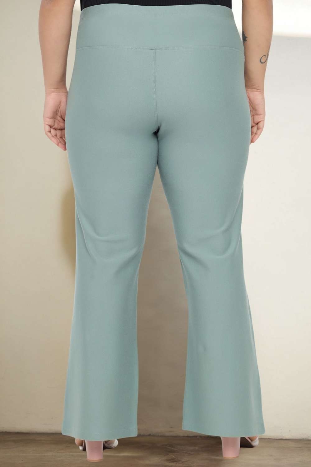 Plus Size Mint Green Tummy Shaper Flare Pants