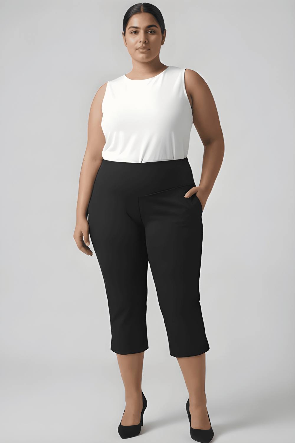 Black New Fit Tummy Tucker Crop Pants