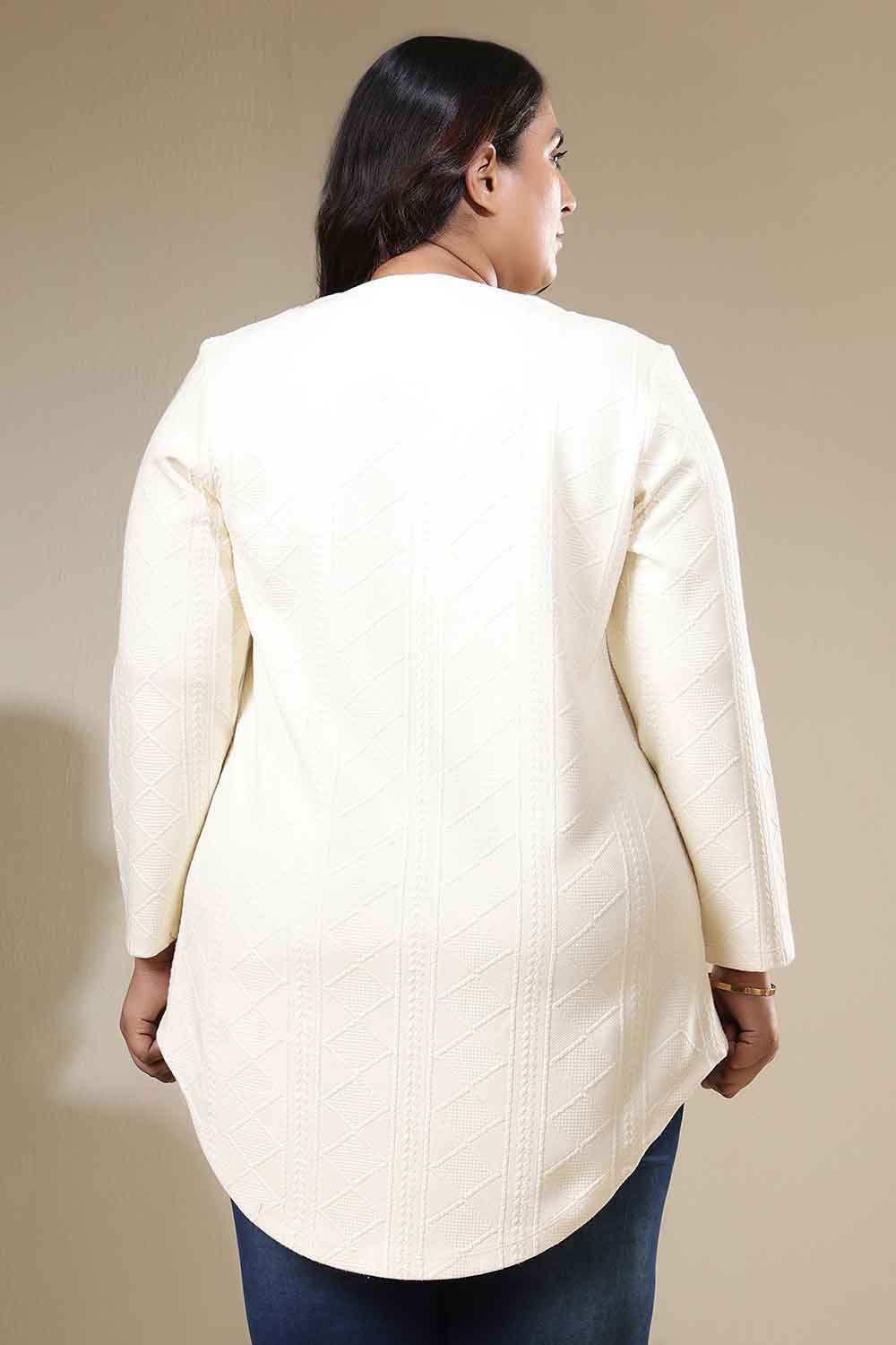 Plus Size Ivory Chunky Knit V Neck Top