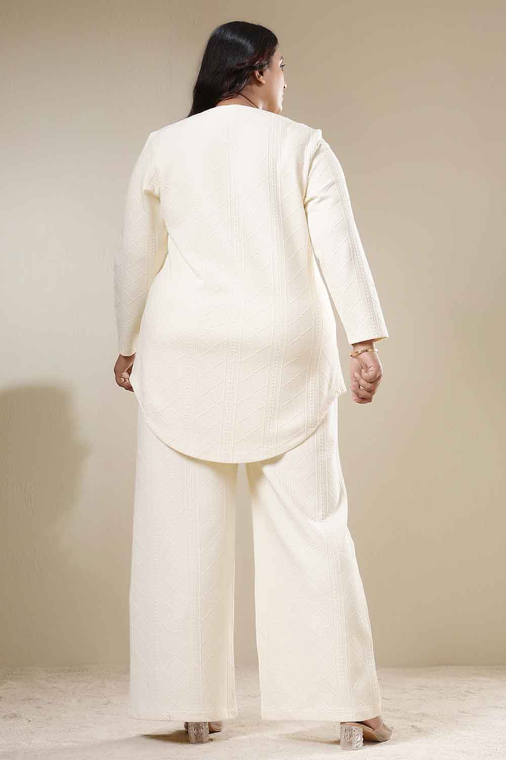 Plus Size Ivory Chunky Knit Top Coord Set
