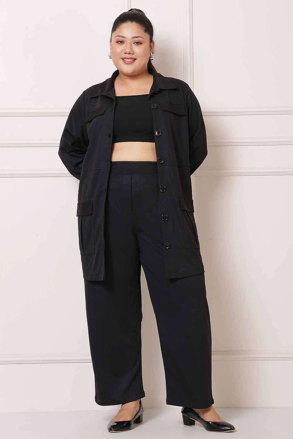 Plus Size Black Korean Inspiration Pants
