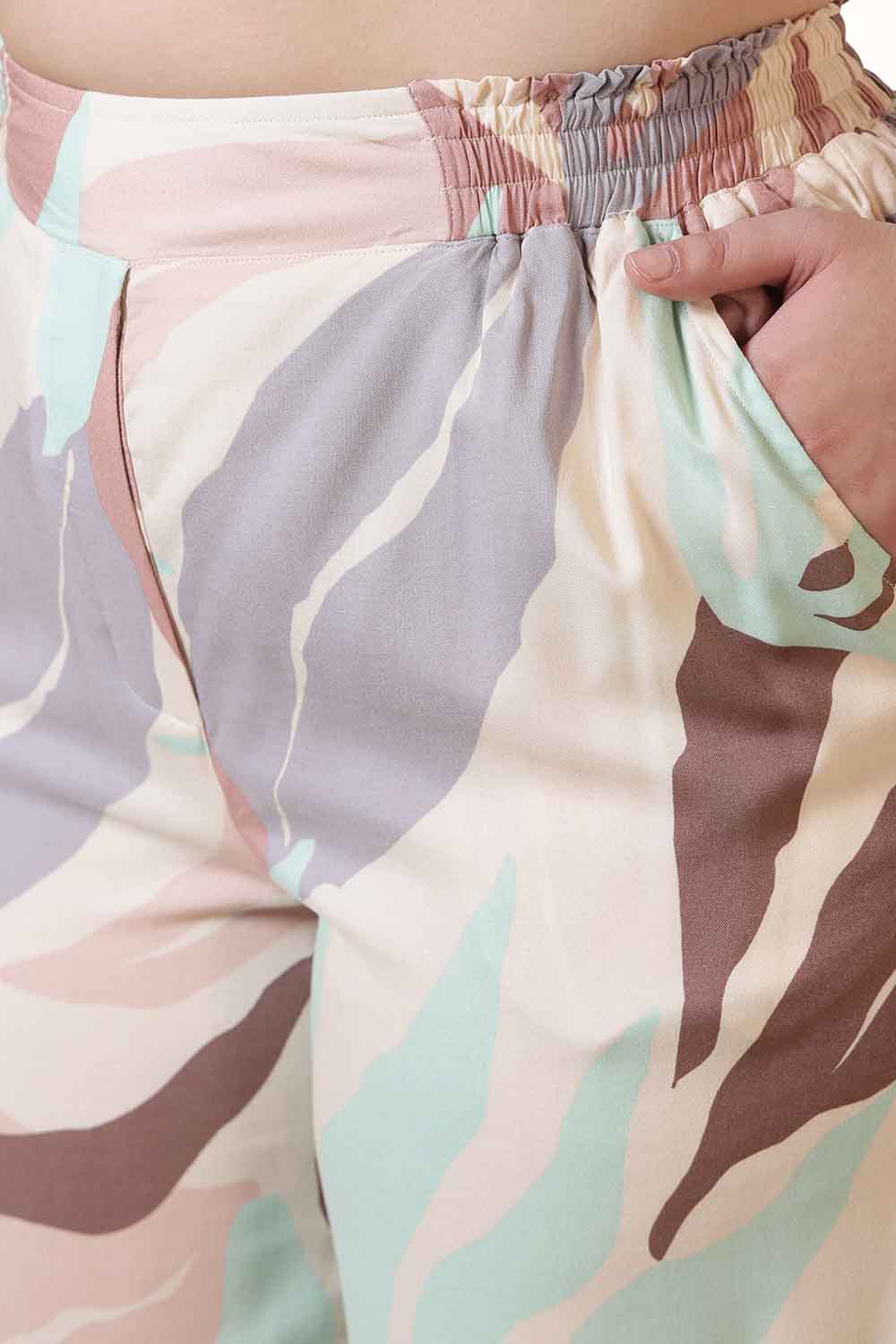 Plus Size Multi-Color Abstract Print Rayon Shirt Coord Set