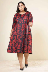 Plus Size Red Floral A Line SnugWeave™ Dress