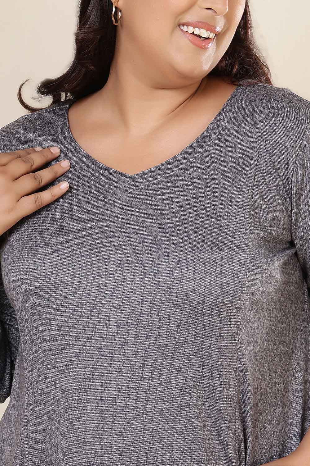 Comfortable Plus Size Grey Melange SnugWeave™ Dress