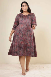 Plus Size Maroon Paisley SnugWeave™ Dress