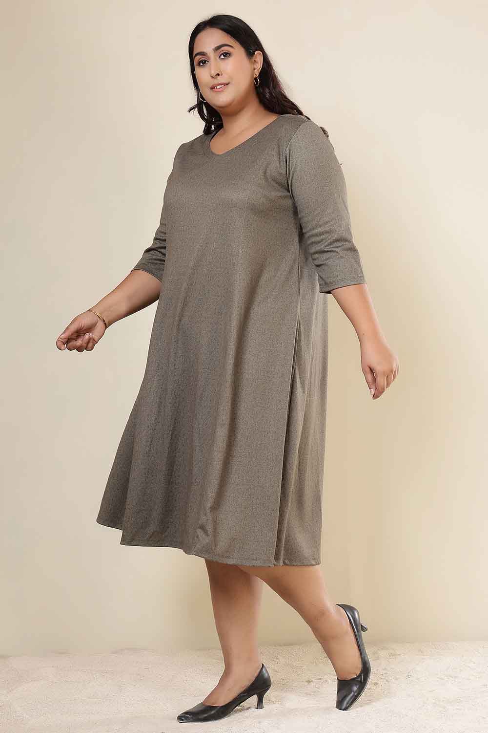 Comfortable Plus Size Olive Green SnugWeave™ Dress