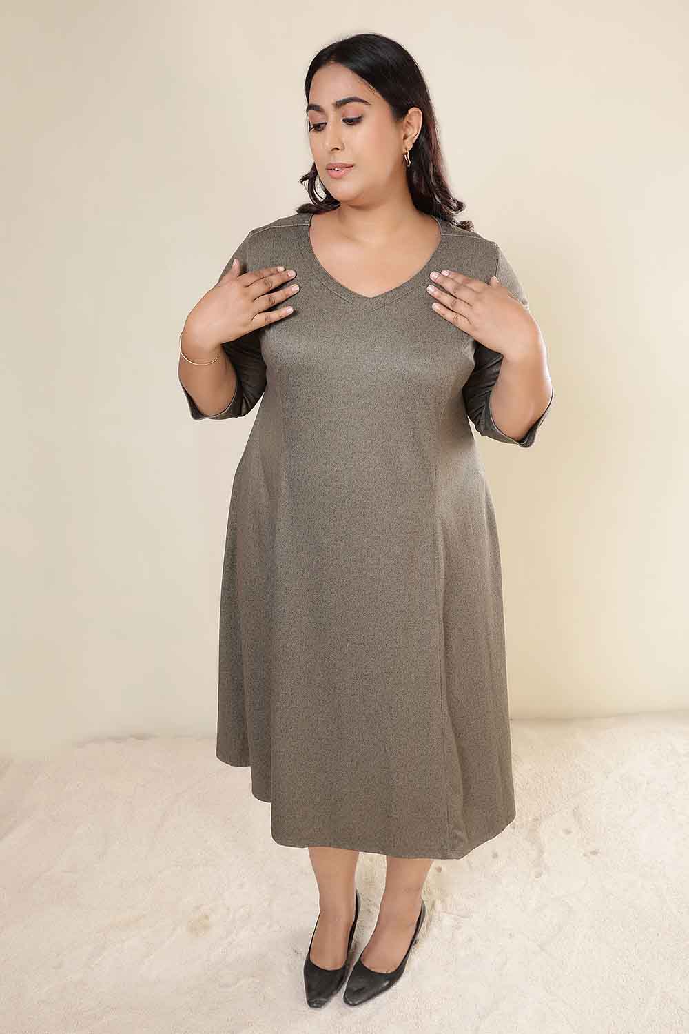 Plus Size Olive Green SnugWeave™ Dress