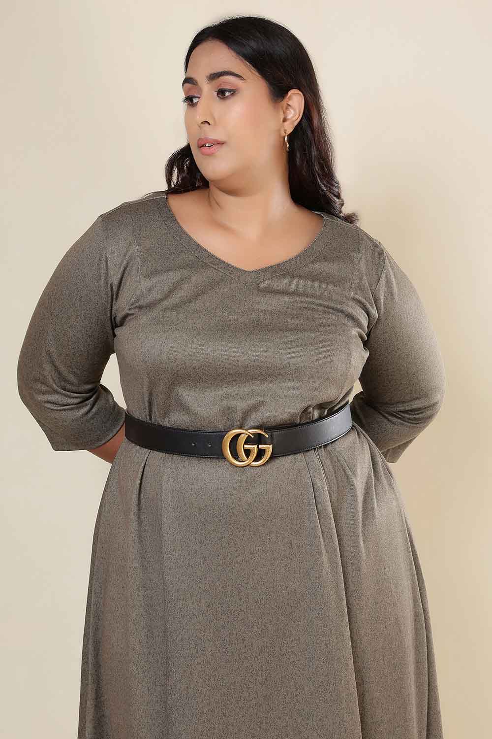 Plus Size Olive Green SnugWeave™ Dress for Women