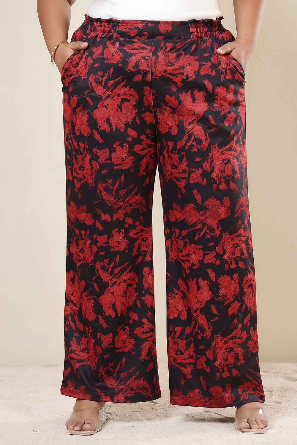 Plus Size Red Floral Top SnugWeave™ Coord Set