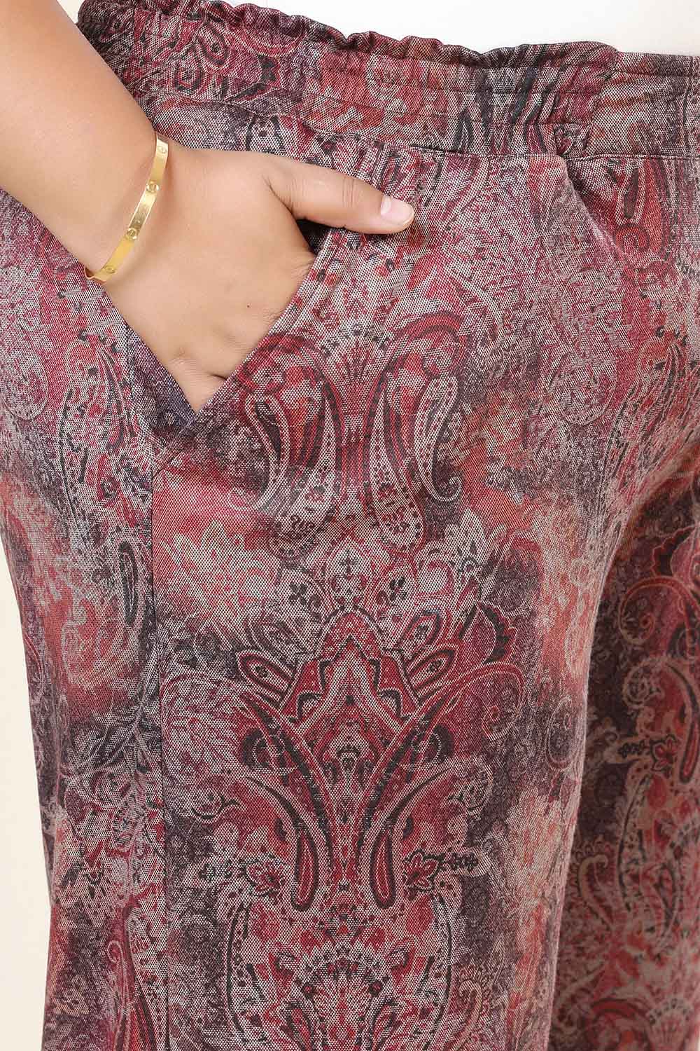 Plus Size Maroon Paisley SnugWeave™ Top Coord Set