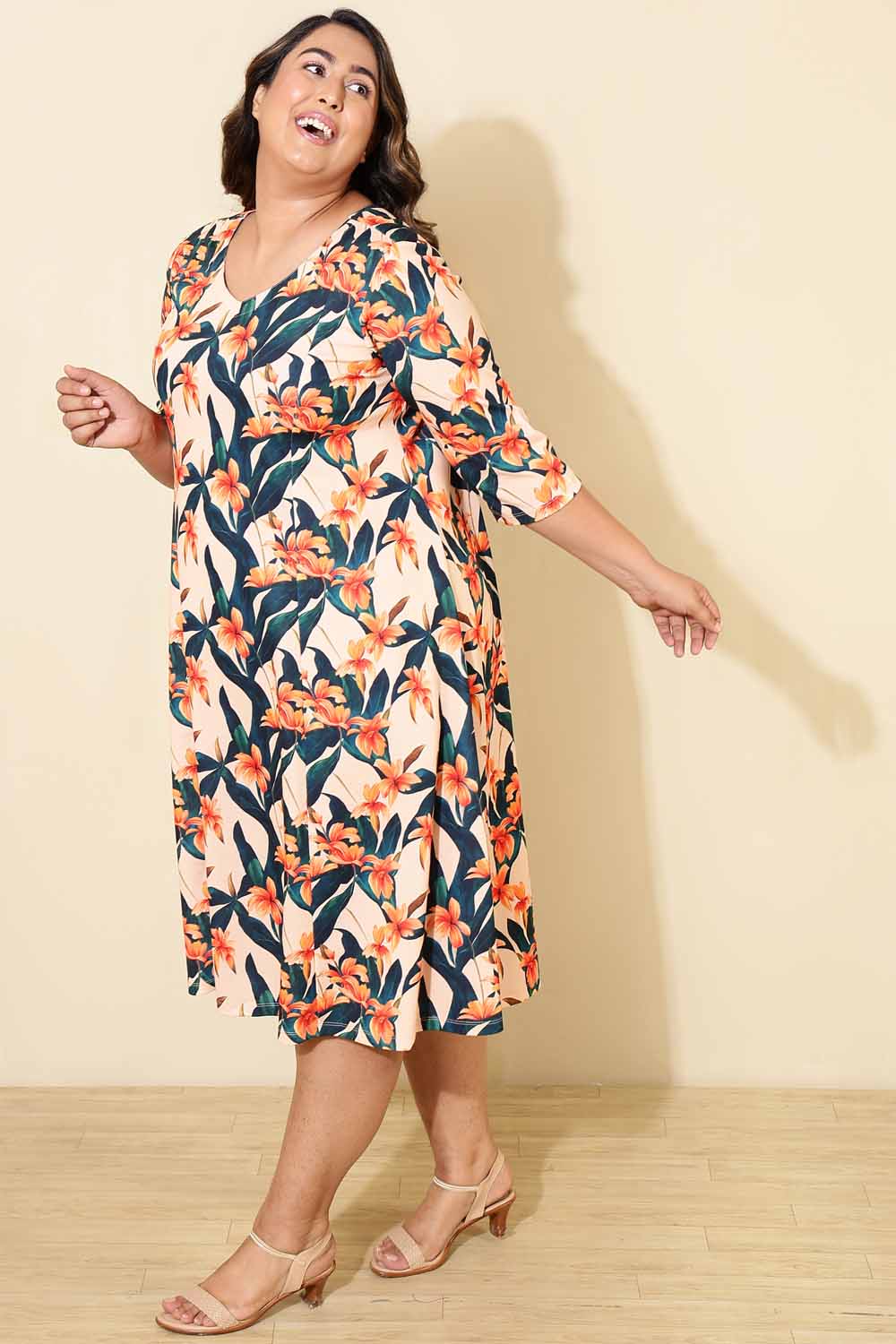 Plus Size Plus Size Floral A line Dress