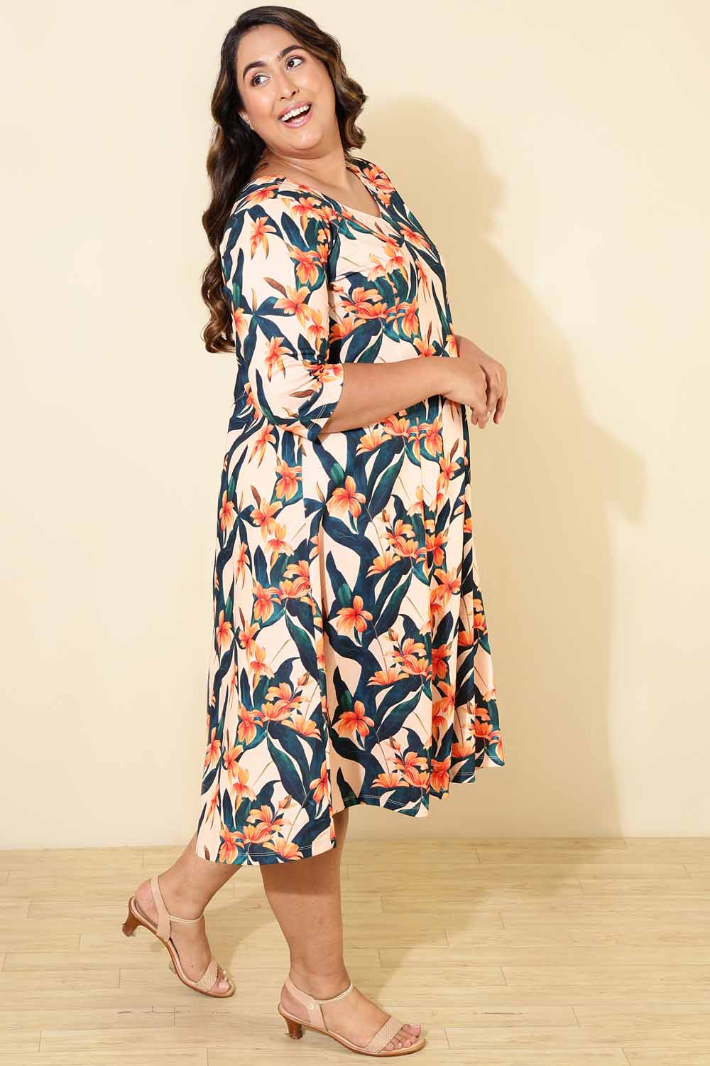 Plus Size Floral A line Dress for Women