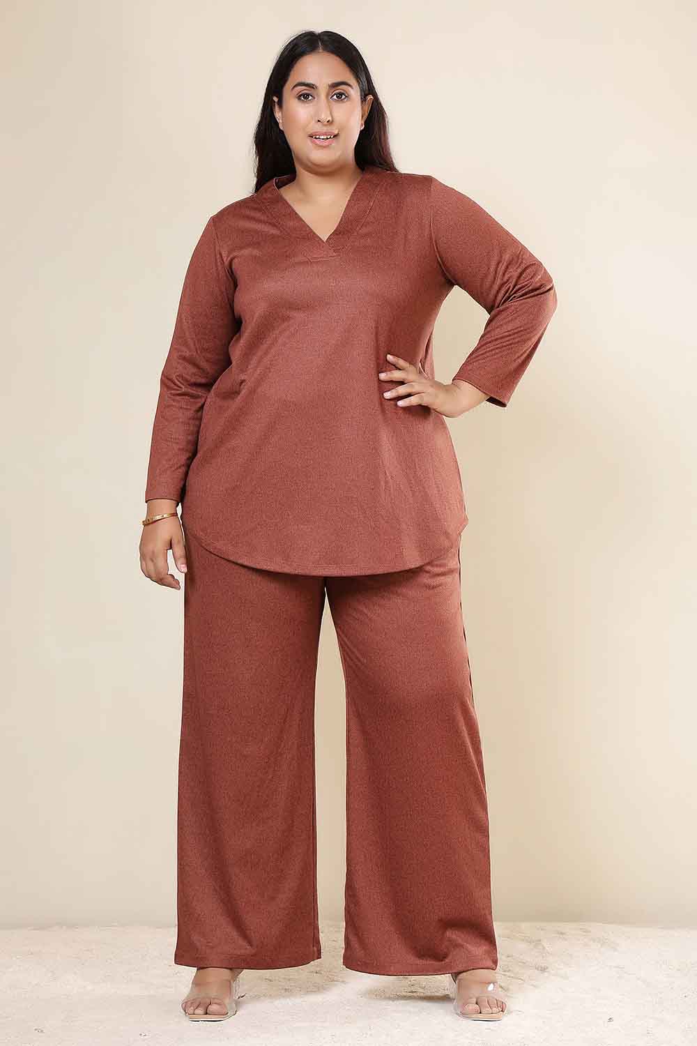 Plus Size Rust Top SnugWeave™ Coord Set