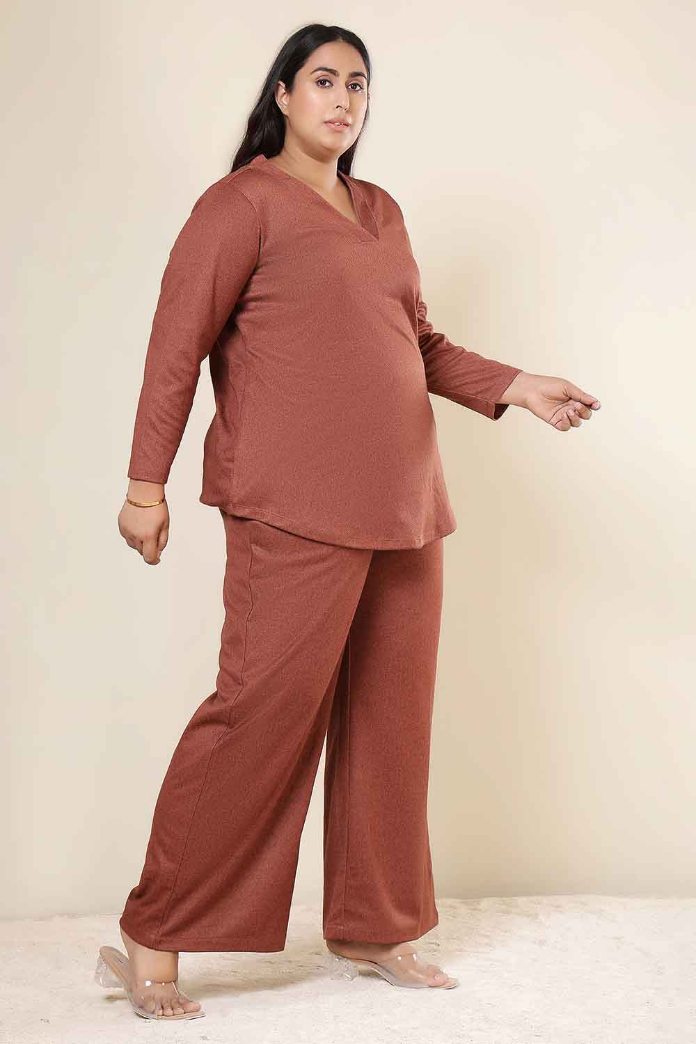 Plus Size Rust Top SnugWeave™ Coord Set for Women
