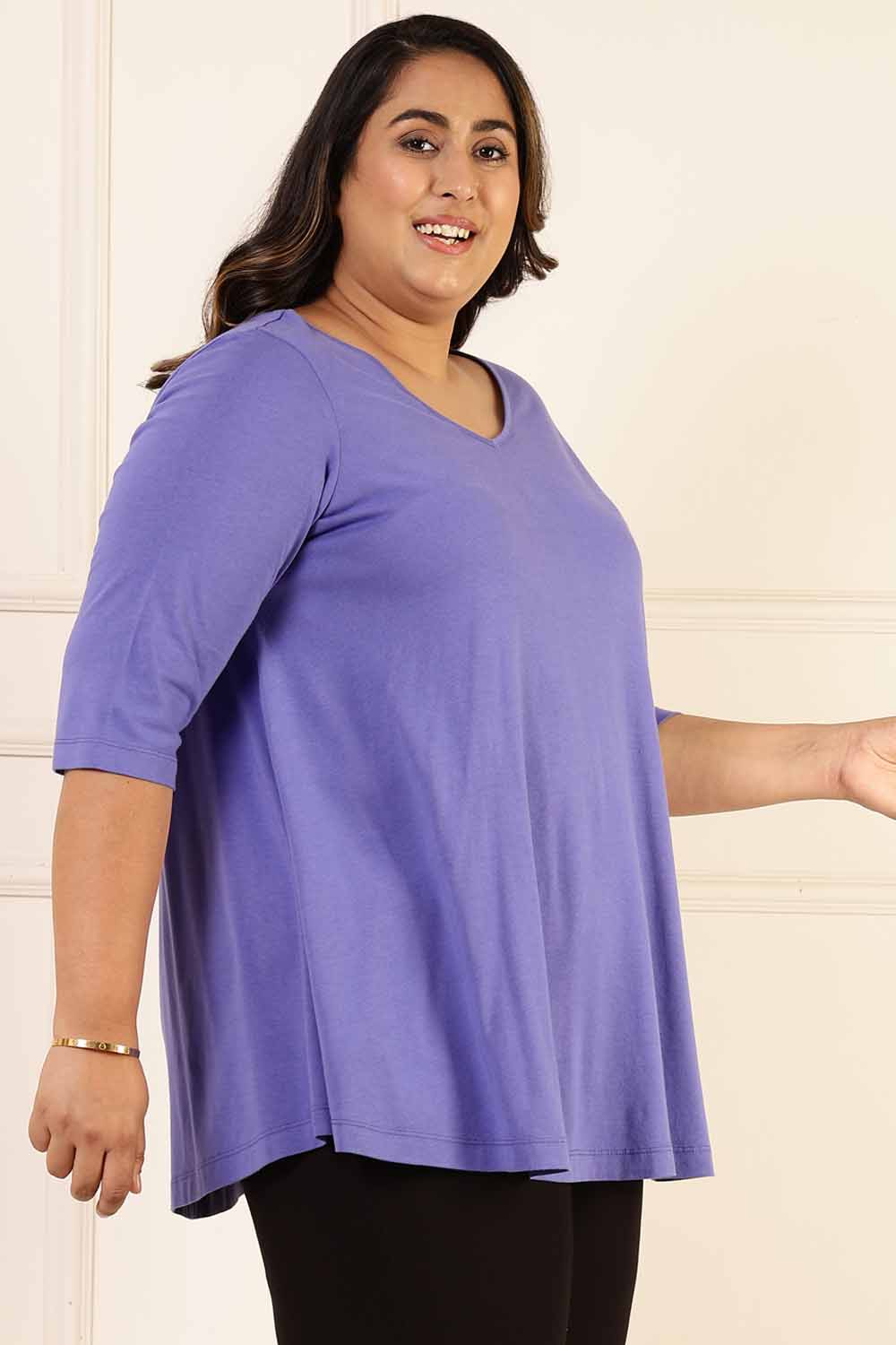 Plus Size Plus Size Purple A line Tshirt