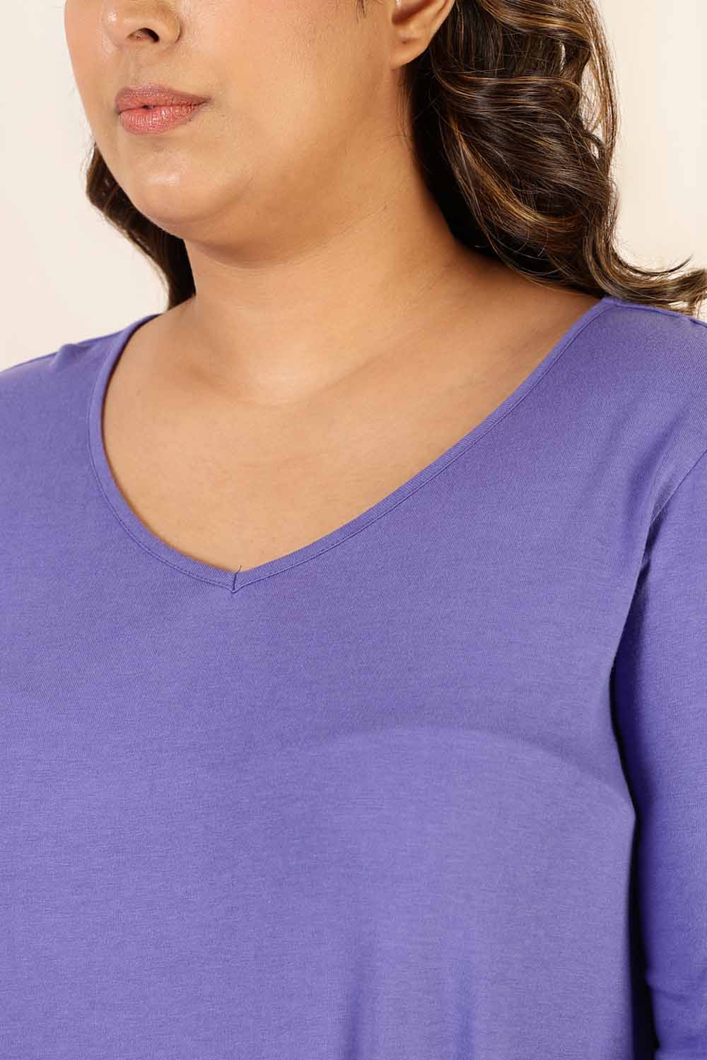 Comfortable Plus Size Purple A line Tshirt