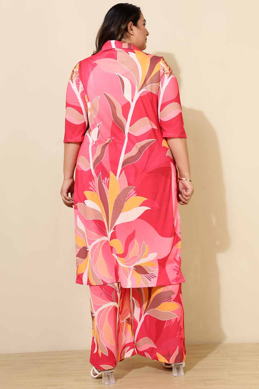 Plus Size Pink Floral Co-ord Set