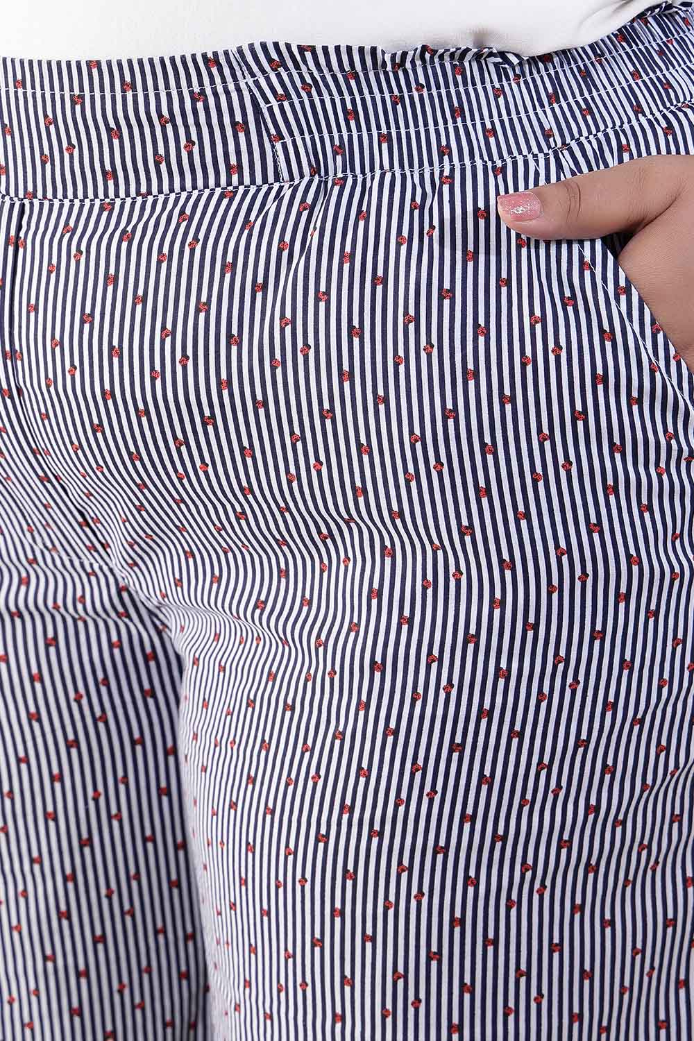 Plus Size Little Beatle Striped Cotton Shirt Coord Set