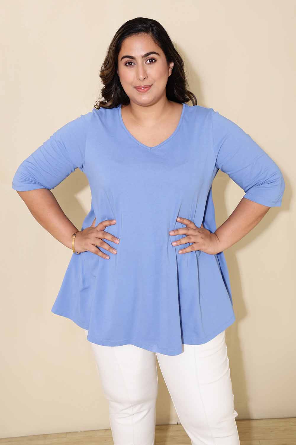 Buy Plus Size Powder Blue A line Tshirt