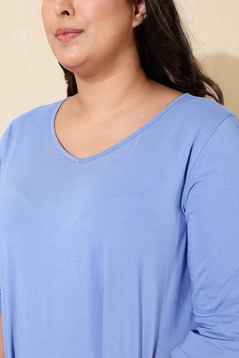 Comfortable Plus Size Powder Blue A line Tshirt