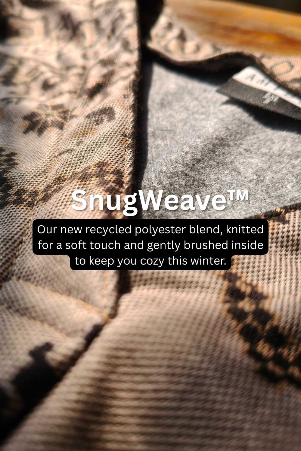 Plus Size Beige Printed V Neck SnugWeave™ Winter Top