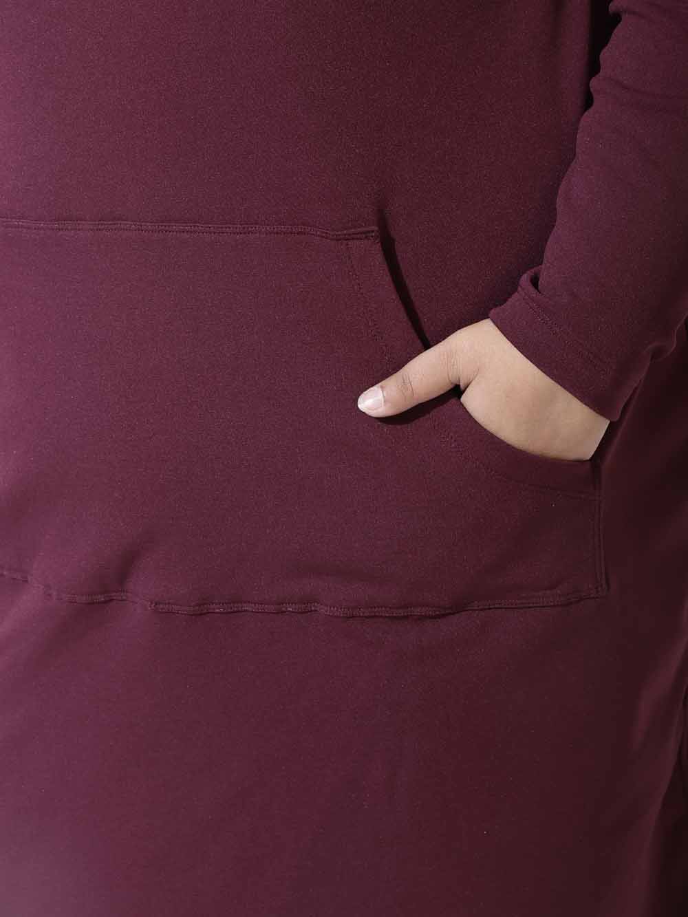 Plus Size Wine Sweatshirt Hoodie Winter Dress