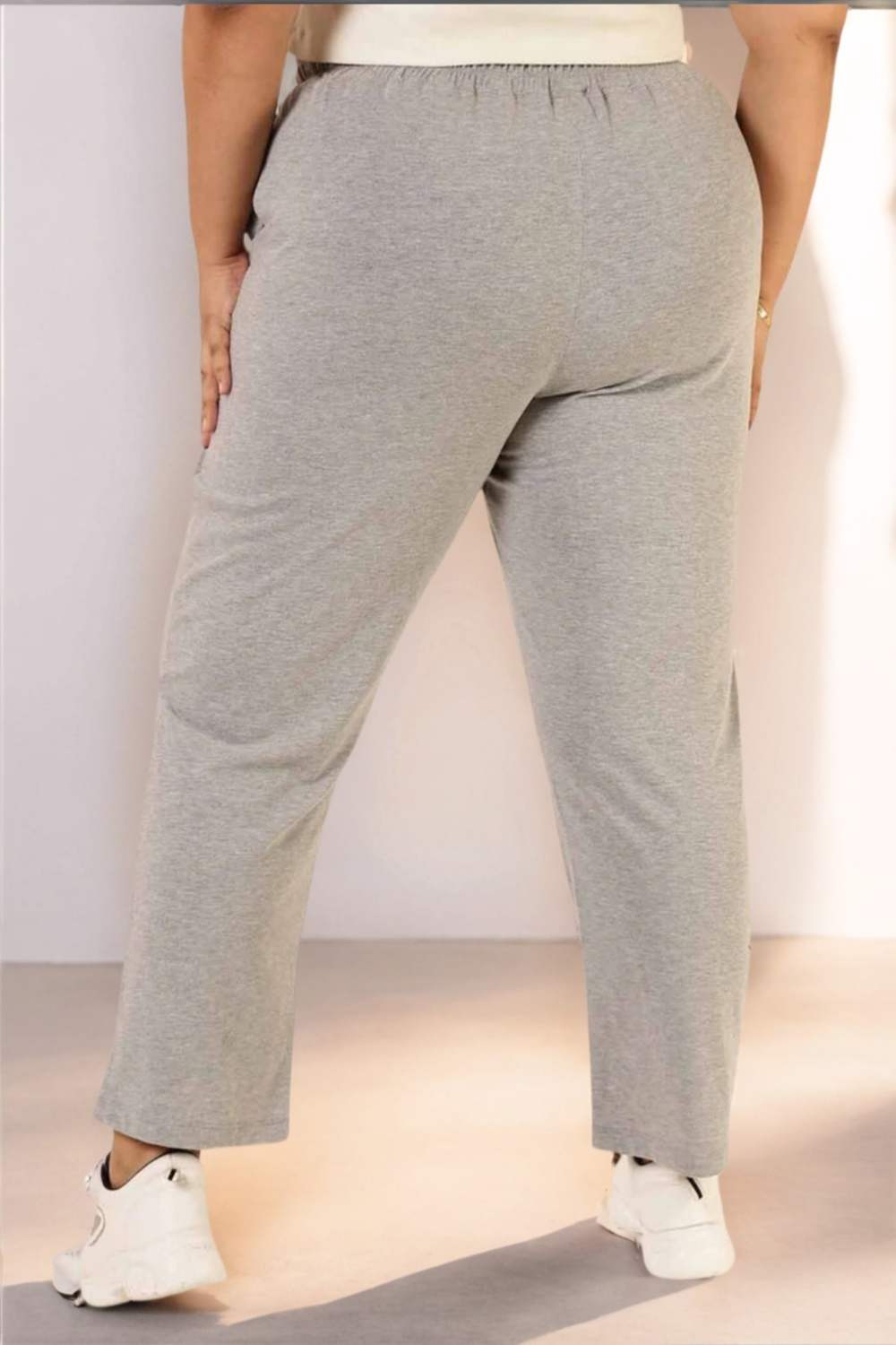 Plus Size Grey Cotton Track Pants
