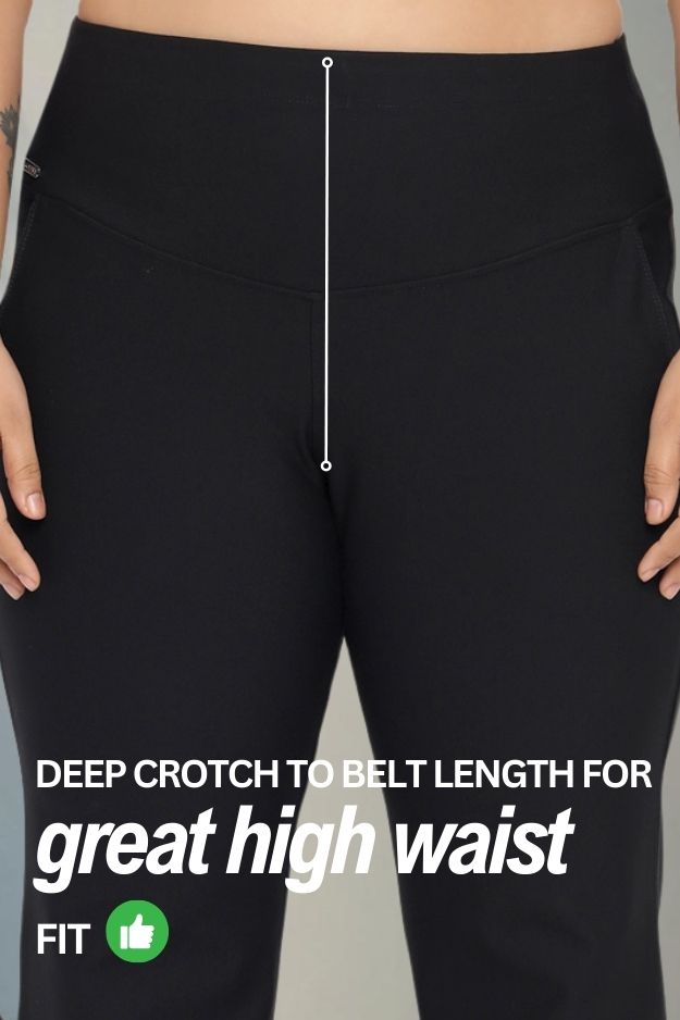 Comfortable Plus Size Black Tummy Shaper Flare Pants