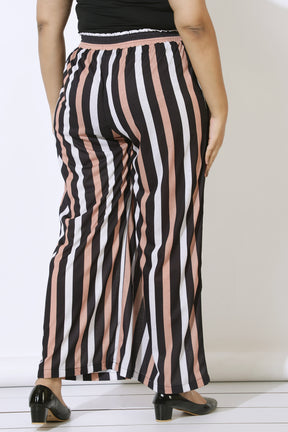 Plus Size Black Luxe Stripes High Waist Pants