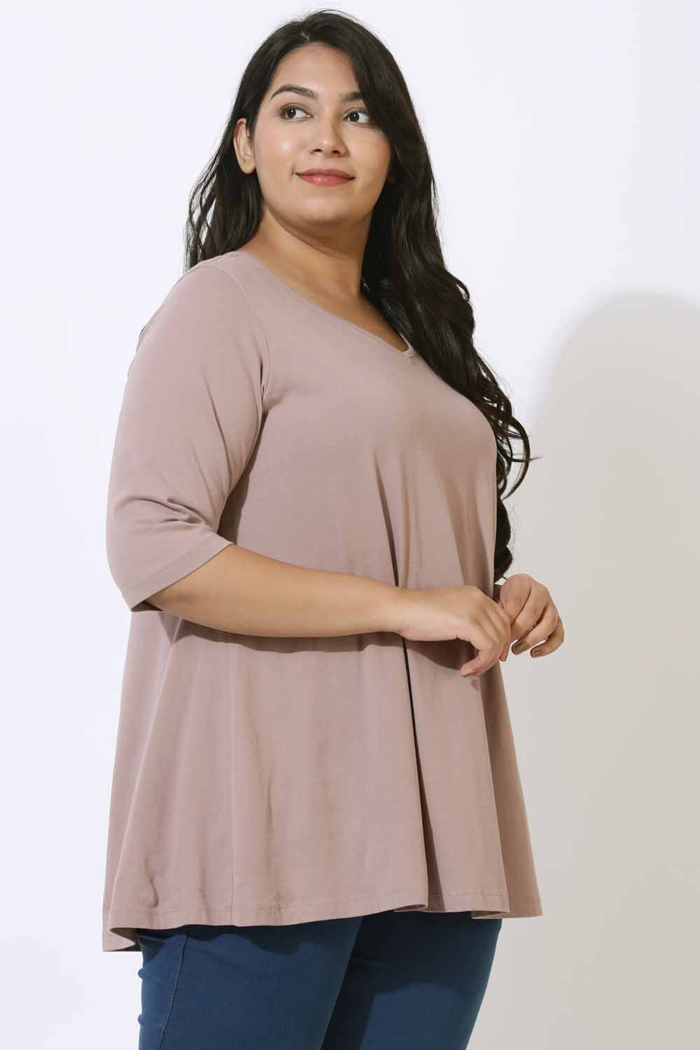 Comfortable Plus Size Muted Purple A Line Tee