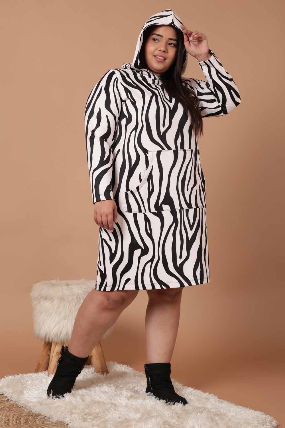 Buy Plus Size Animal Printed Sweatshirt Hoodie Winter Dress