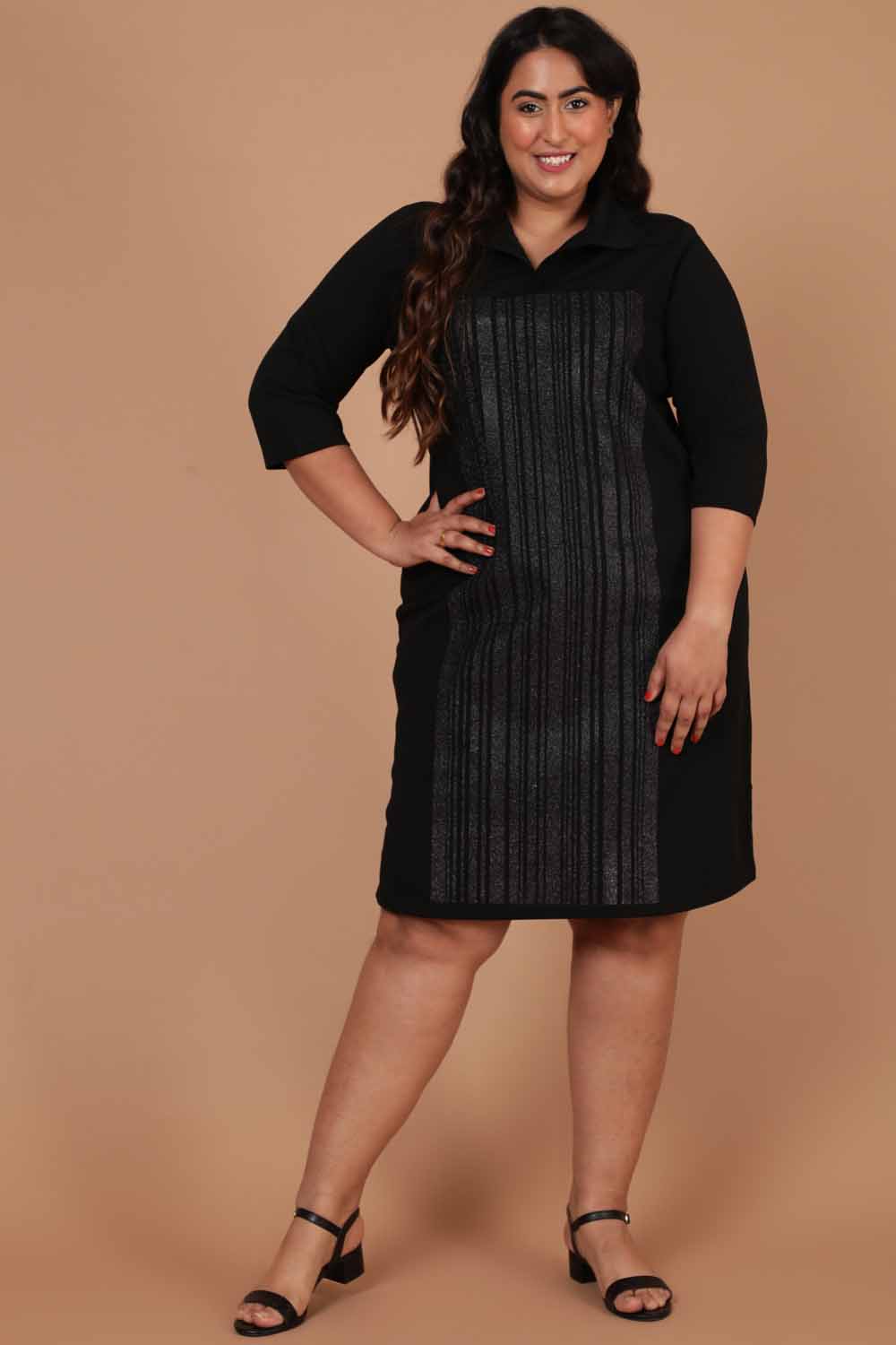 Plus Size Black Party Shirt Dress