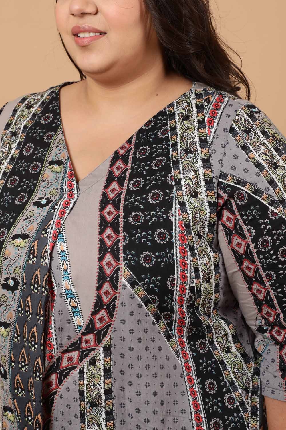 Comfortable Grey Printed Cotton Kurta