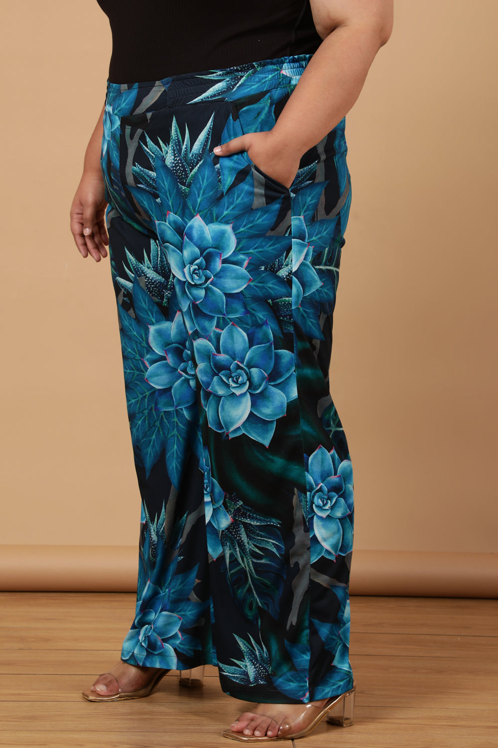 Black Deepwater Printed High Waist Pants