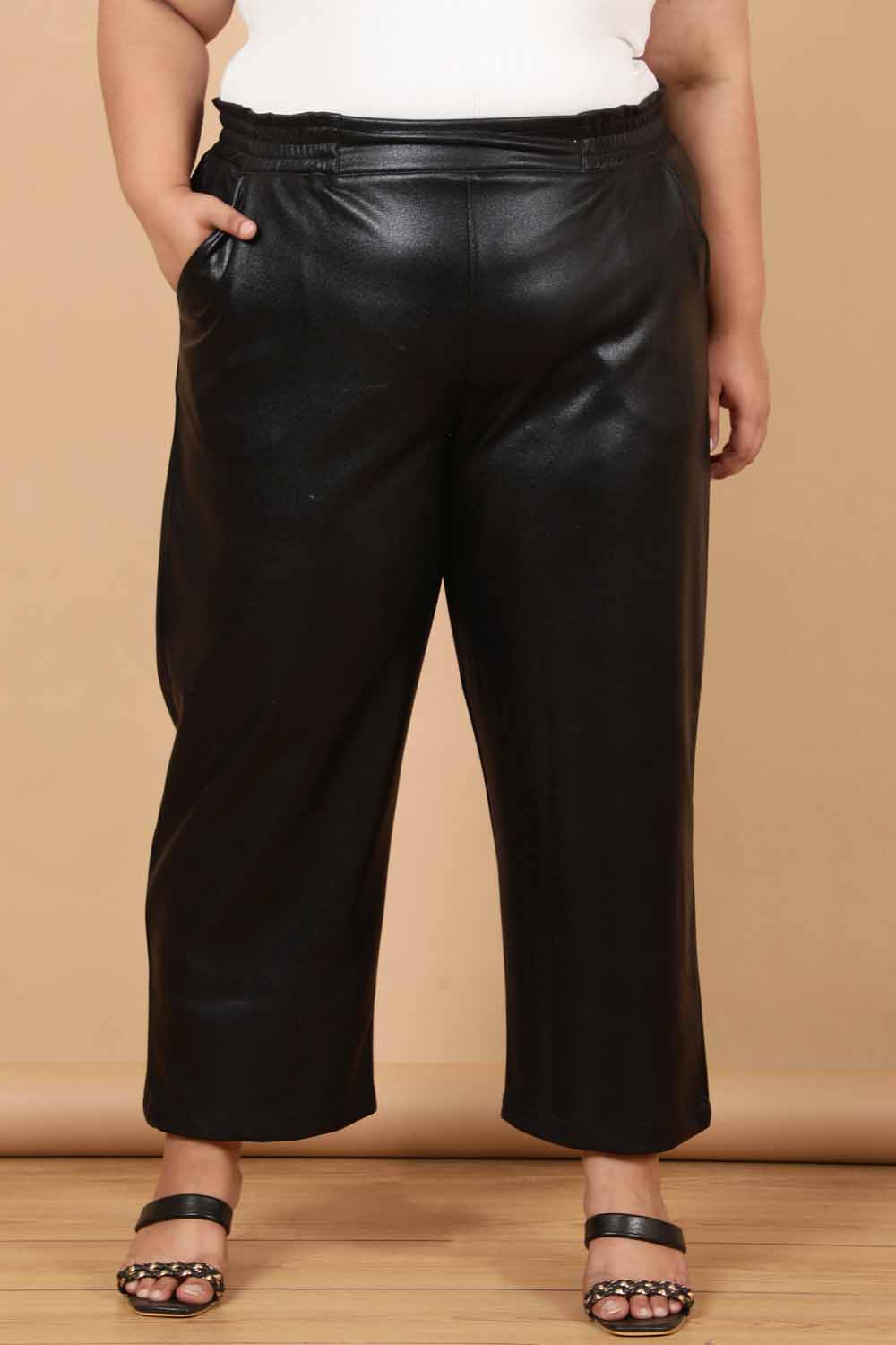 Buy Black Cruelty Free Leather Pants