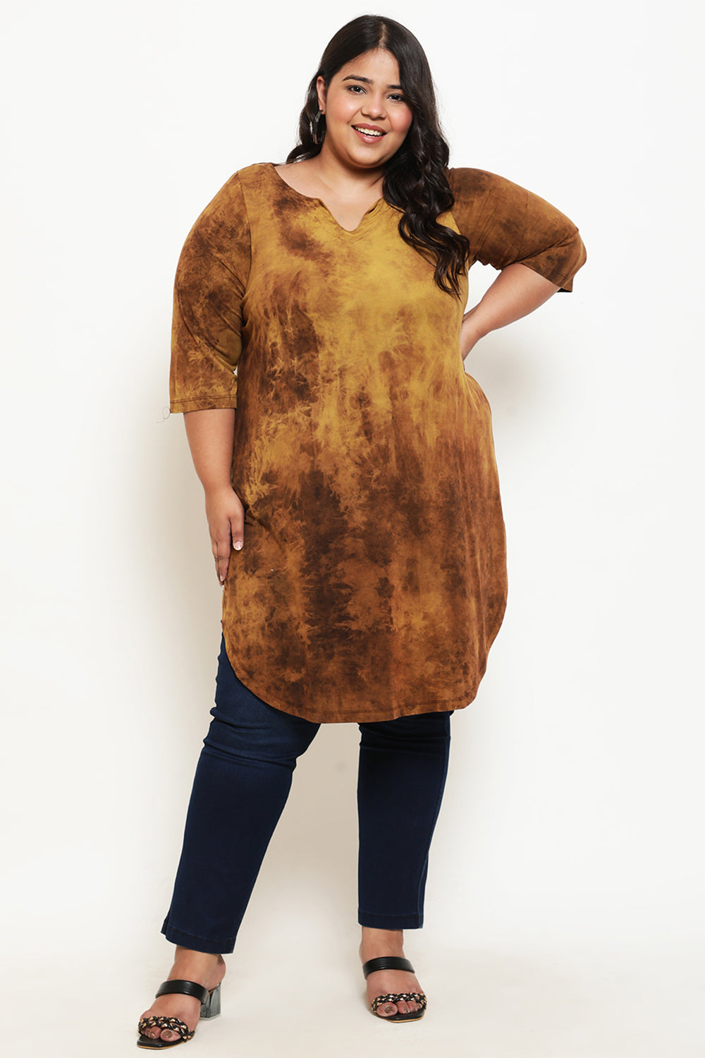 Mustard Tie Dye Longline Tunic