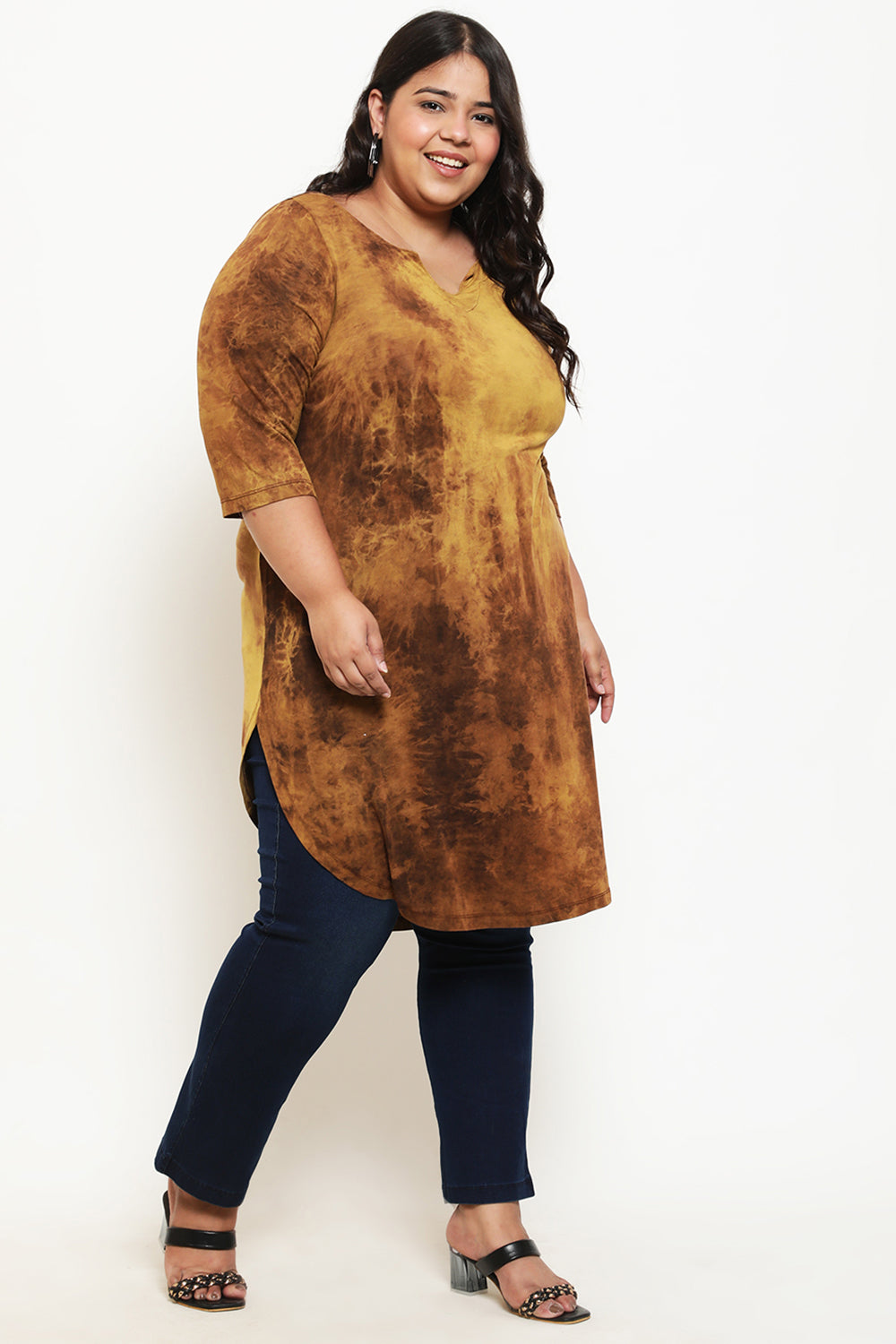 Buy Mustard Tie Dye Longline Tunic