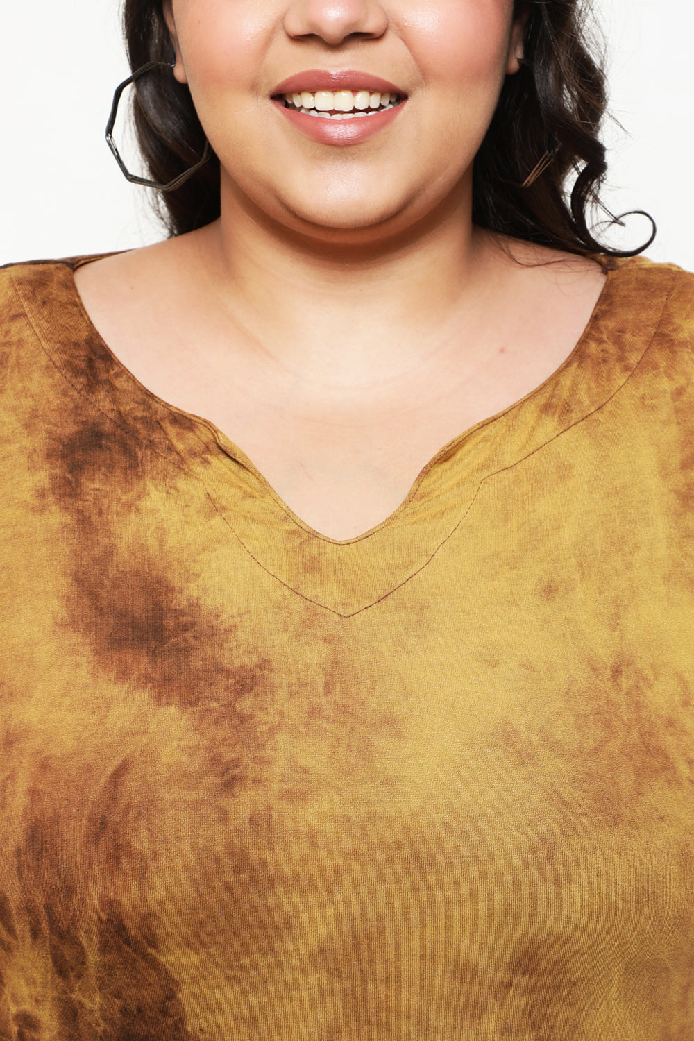 Mustard Tie Dye Longline Tunic for Women